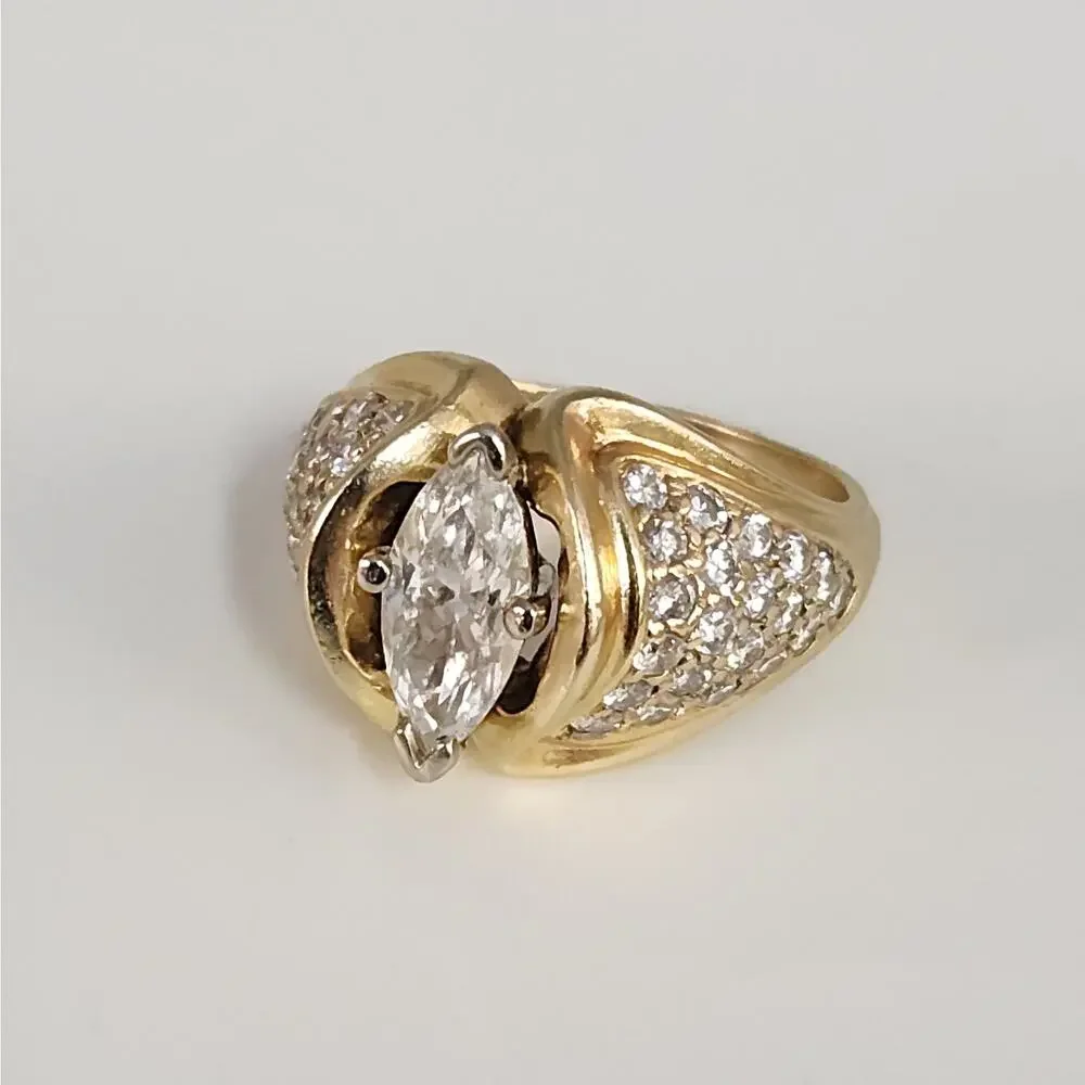 14k Yellow Gold 1.25 CT Marquise Diamond rinyg size 6.25